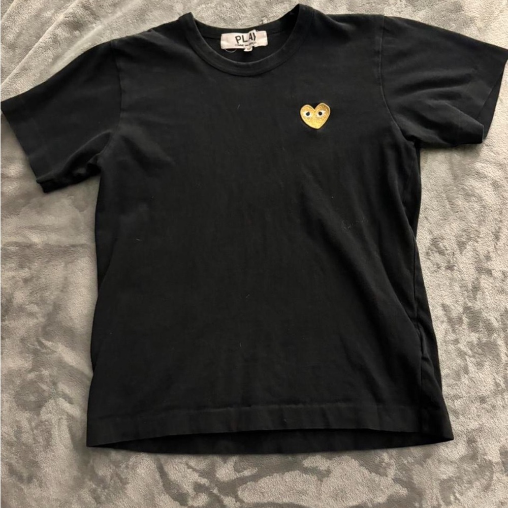 Comme des Garcons PLAY Black Tee with Gold Heart